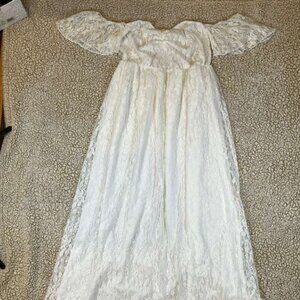 Maternity White Lace Off Shoulder Maxi Dress Photoshoot Baby Shower